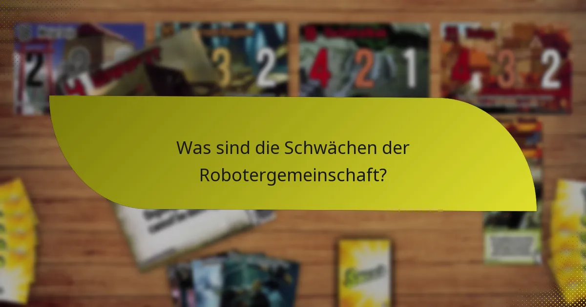 Was sind die Schwächen der Robotergemeinschaft?