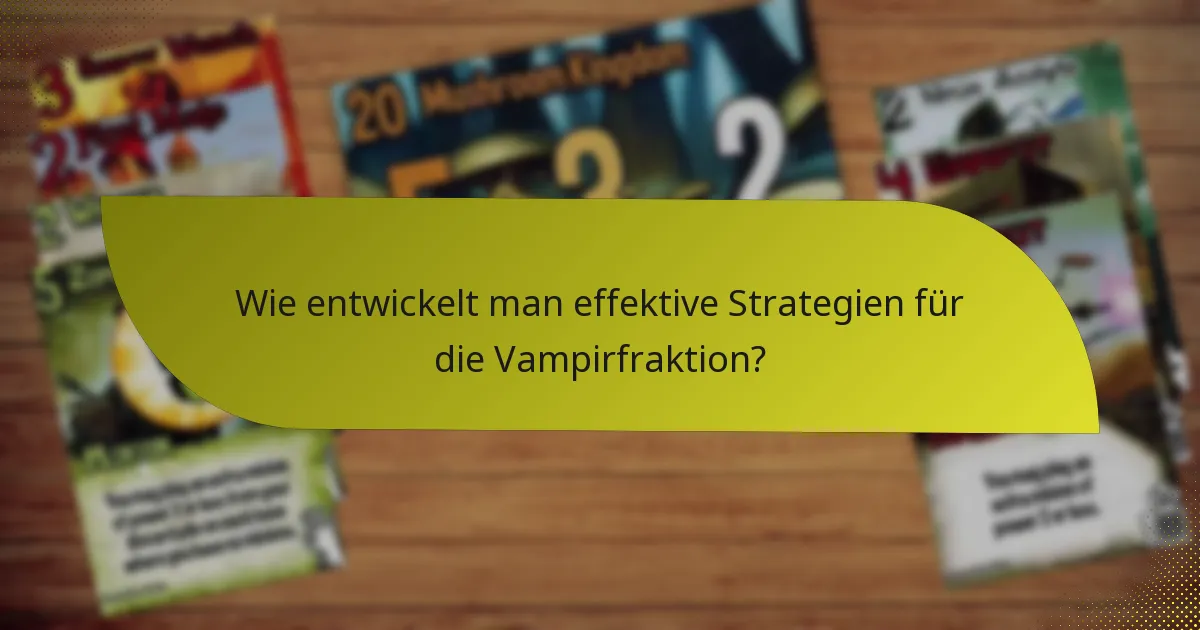 Wie entwickelt man effektive Strategien für die Vampirfraktion?