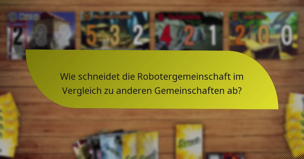 Wie schneidet die Robotergemeinschaft im Vergleich zu anderen Gemeinschaften ab?